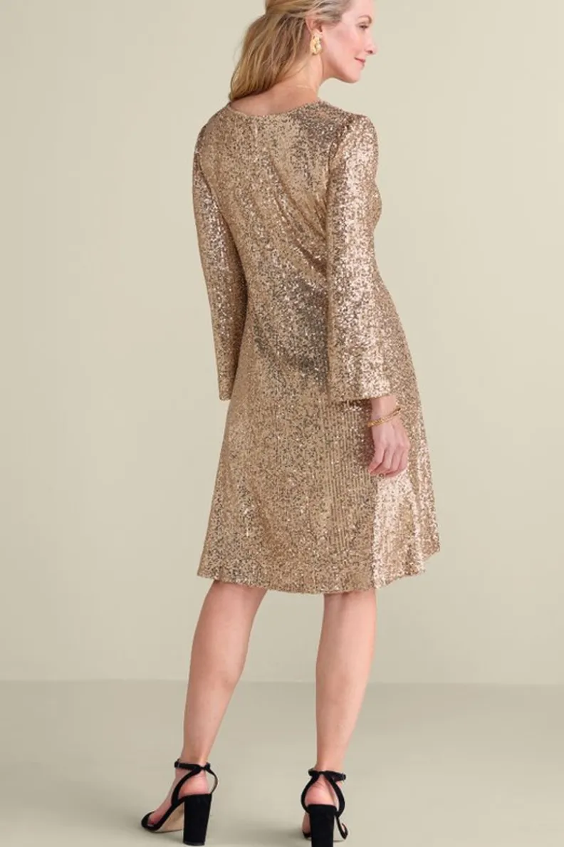 Discount Soft Surroundings Sancerre Sequin Dress GoldSequin