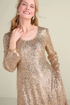 Discount Soft Surroundings Sancerre Sequin Dress GoldSequin