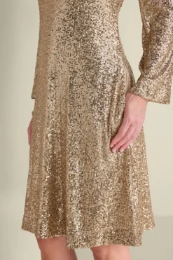 Discount Soft Surroundings Sancerre Sequin Dress GoldSequin