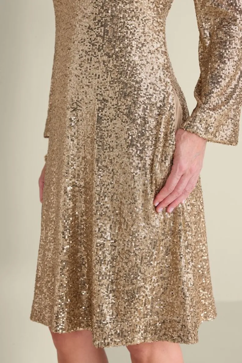 Discount Soft Surroundings Sancerre Sequin Dress GoldSequin