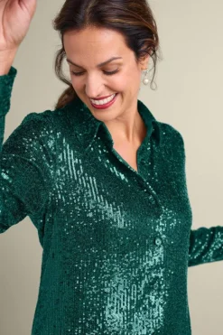 Hot Soft Surroundings Sancerre Sequin Shirt