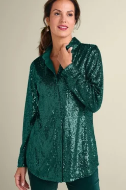 Hot Soft Surroundings Sancerre Sequin Shirt