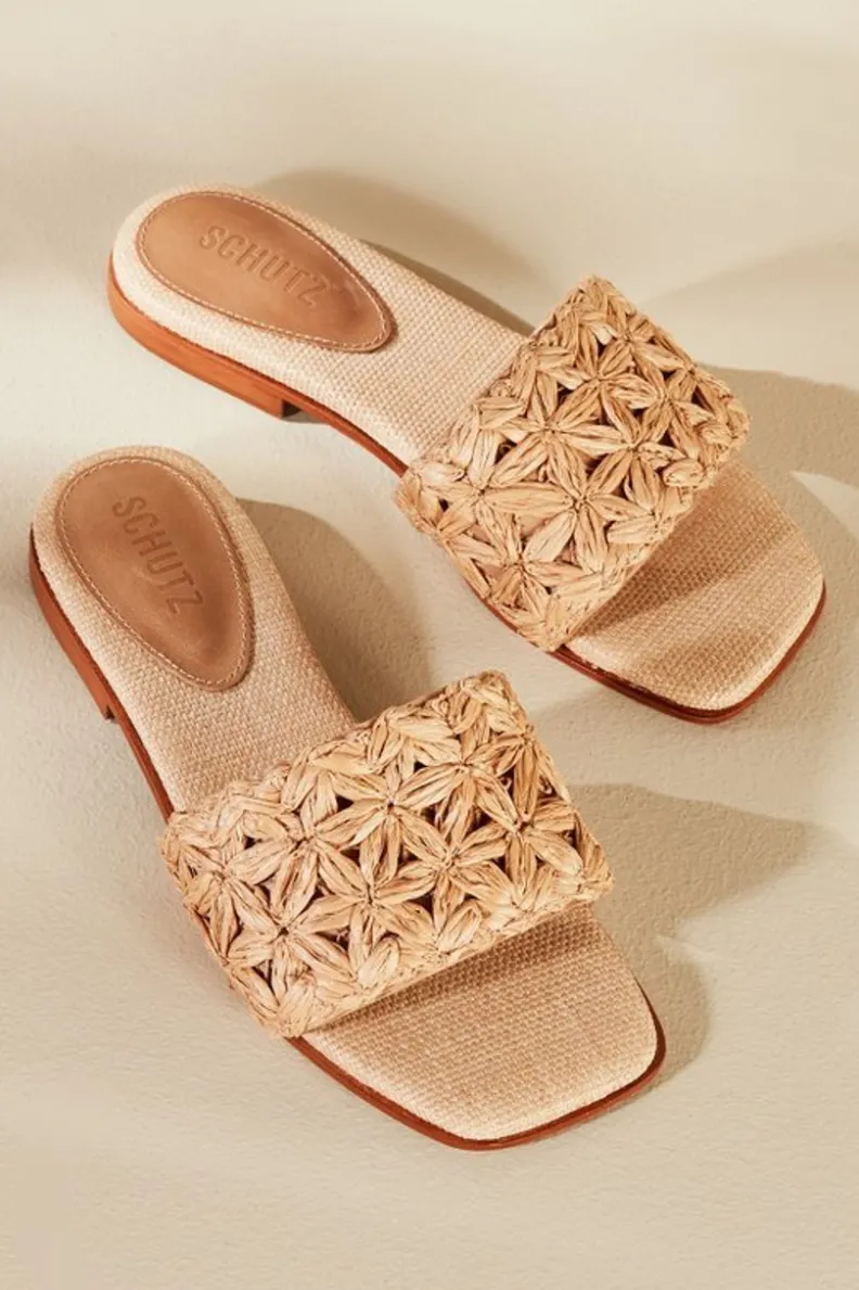 Best Soft Surroundings Schutz Ayla Raffia Slides Perola