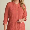 New Soft Surroundings Serafine Embroidered Tunic ApricotBrandy