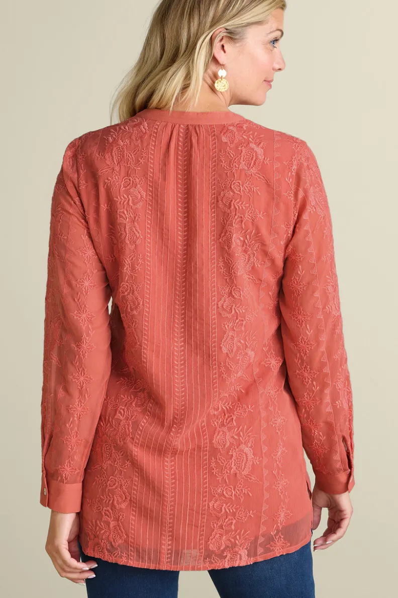 New Soft Surroundings Serafine Embroidered Tunic ApricotBrandy