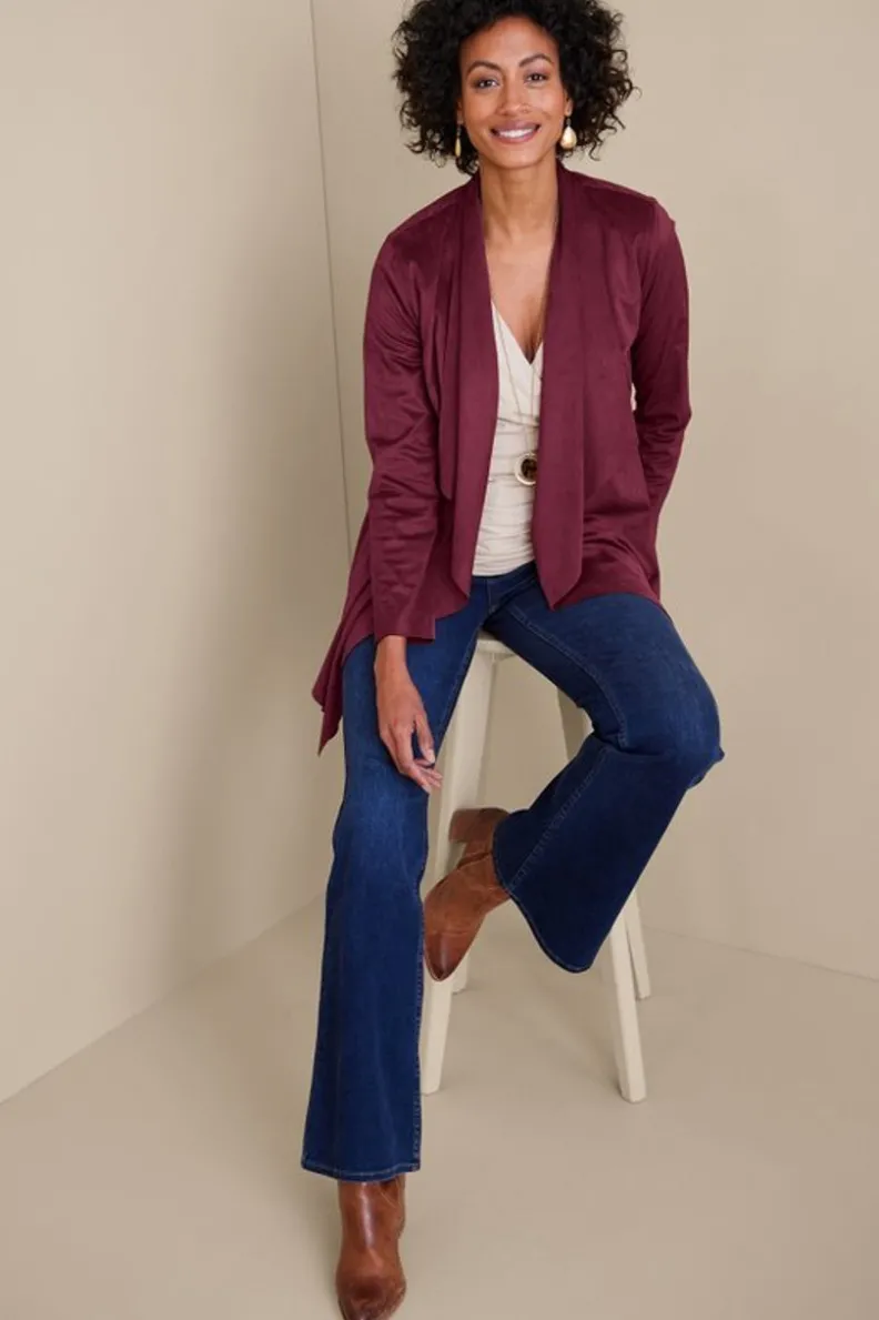 Sale Soft Surroundings Shape Drape Faux Suede Jacket