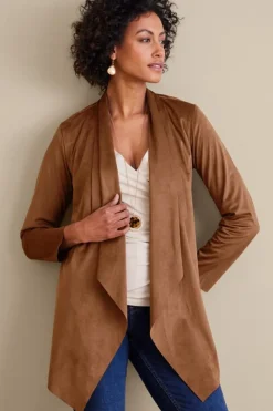Sale Soft Surroundings Shape Drape Faux Suede Jacket
