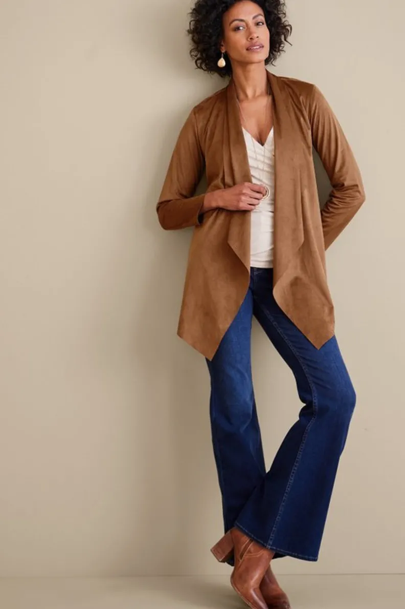Sale Soft Surroundings Shape Drape Faux Suede Jacket