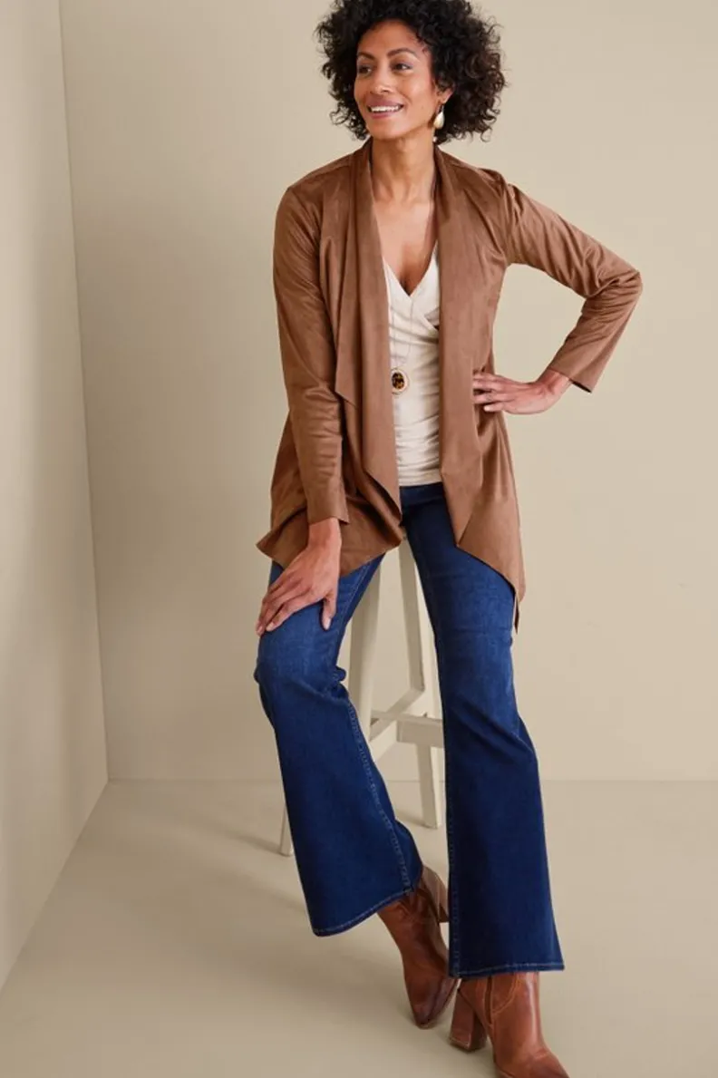 Sale Soft Surroundings Shape Drape Faux Suede Jacket