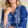 Clearance Soft Surroundings Shona Embroidered Top SodaliteBlue