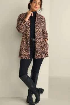 Online Soft Surroundings Sibyl Cashmere Printed Cardigan Leopard