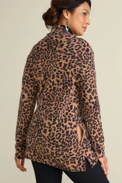 Online Soft Surroundings Sibyl Cashmere Printed Cardigan Leopard