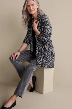 Online Soft Surroundings Sibyl Cashmere Printed Cardigan Leopard