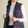 Discount Soft Surroundings Sienna Reversible Puffer Vest WildflowerAntiqueBlack
