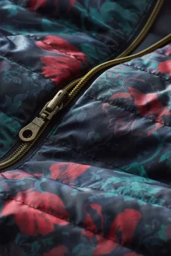 Discount Soft Surroundings Sienna Reversible Puffer Vest WildflowerAntiqueBlack