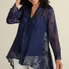 Discount Soft Surroundings Silk Convertible Shirt & Cami Navy