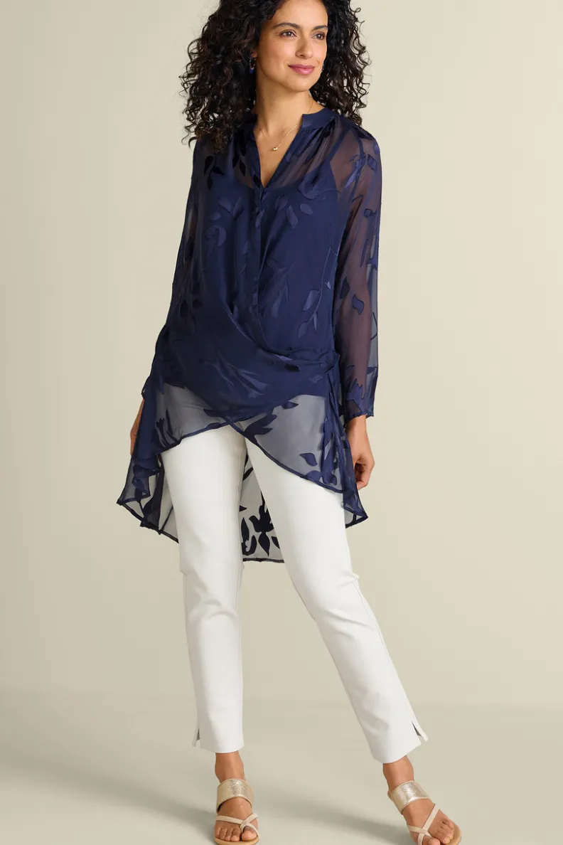Discount Soft Surroundings Silk Convertible Shirt & Cami Navy
