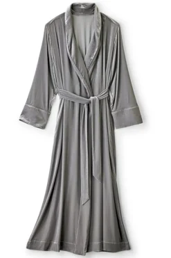 Fashion Soft Surroundings Silk Velvet Robe PlatinumGrey