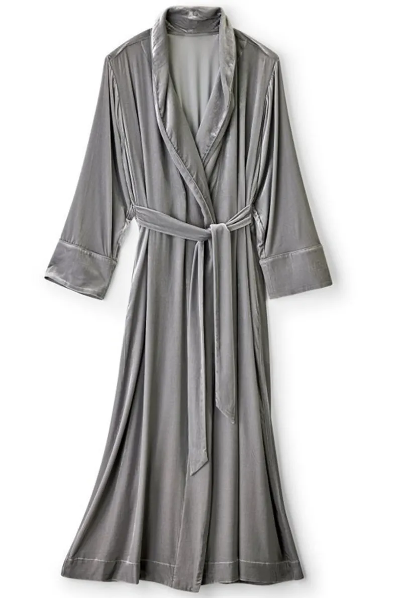 Fashion Soft Surroundings Silk Velvet Robe PlatinumGrey