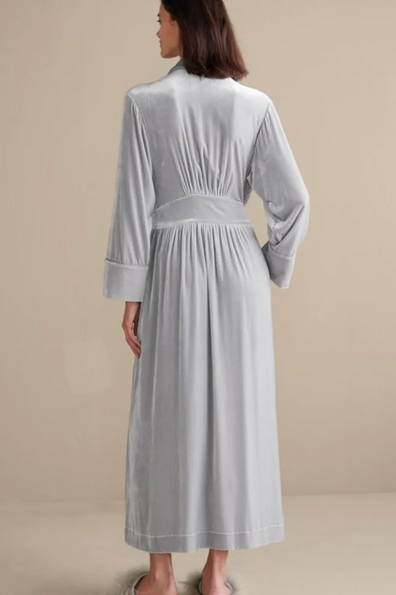 Fashion Soft Surroundings Silk Velvet Robe PlatinumGrey