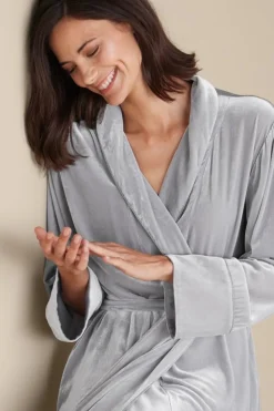 Fashion Soft Surroundings Silk Velvet Robe PlatinumGrey