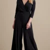Best Soft Surroundings 3/4 Sleeve Penelope Jumpsuit Black
