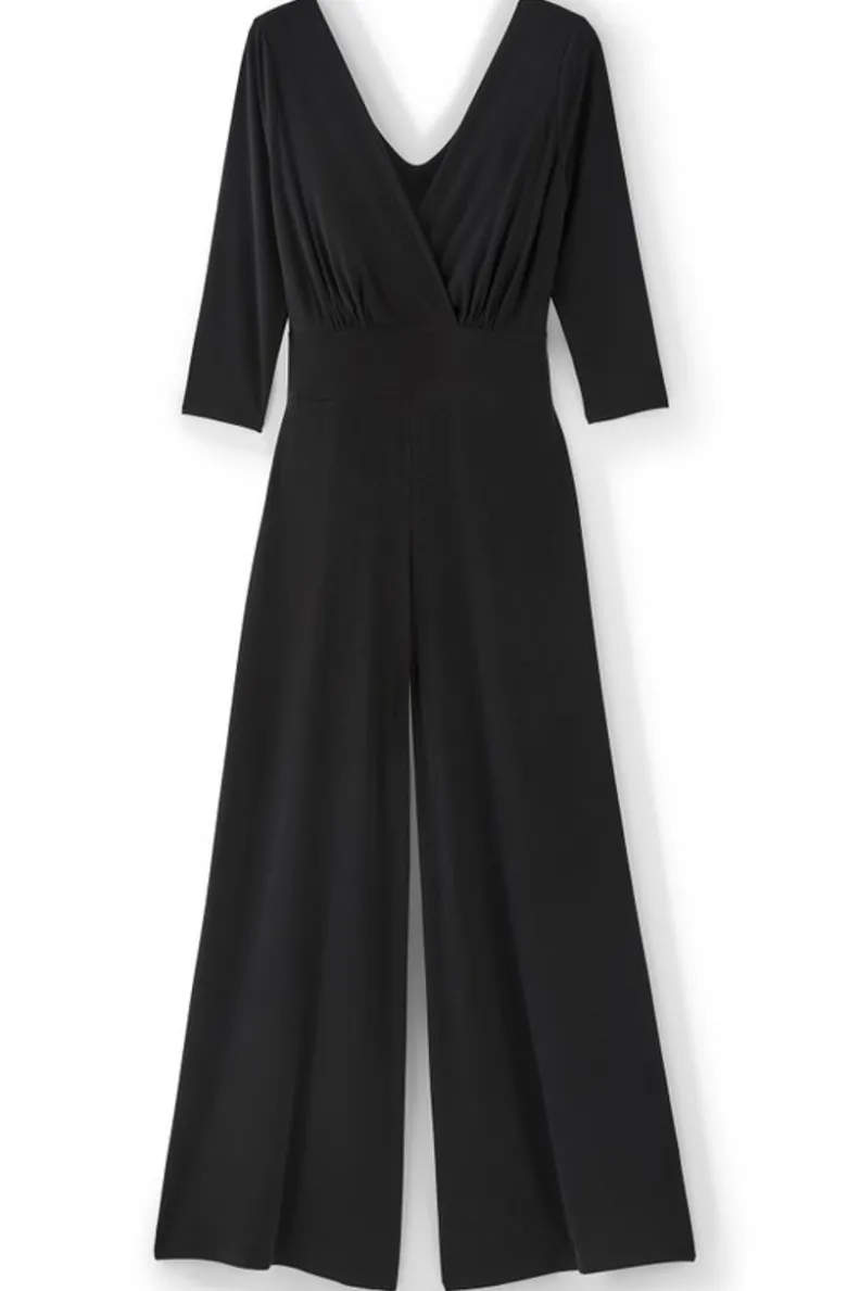 Best Soft Surroundings 3/4 Sleeve Penelope Jumpsuit Black