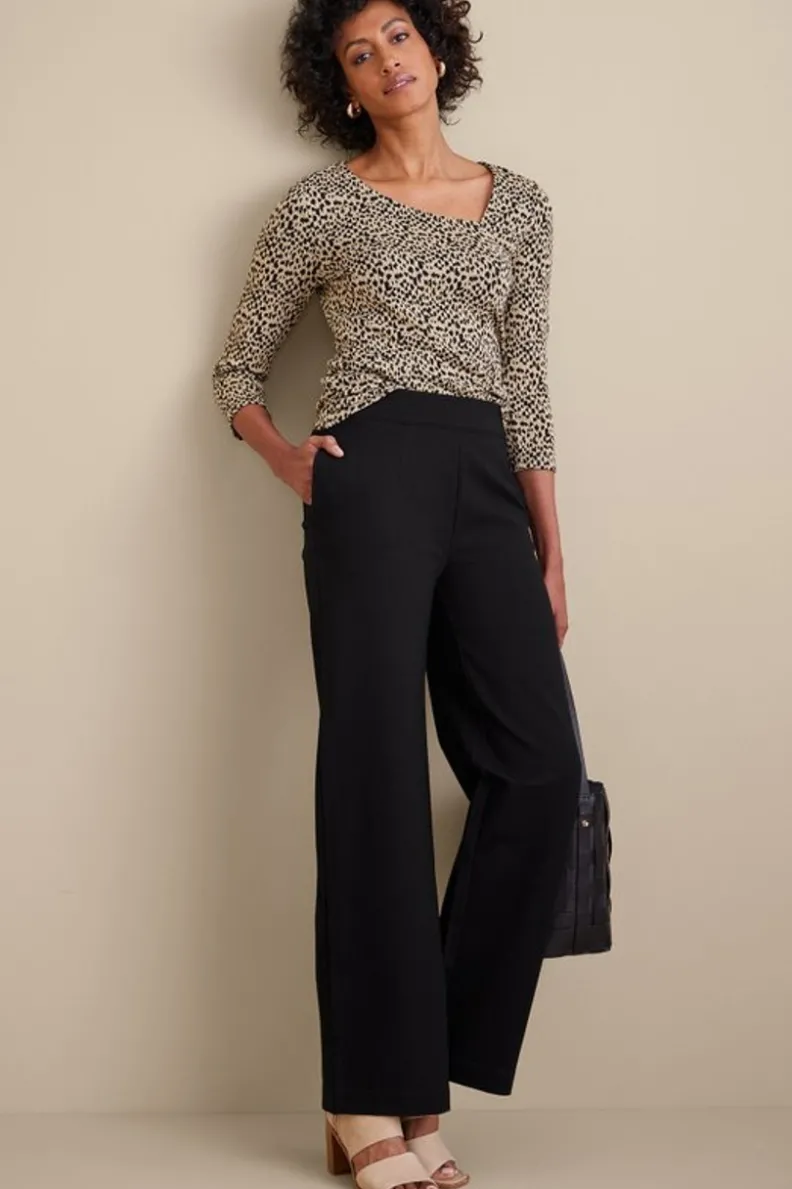 Best Soft Surroundings Soft Essential Ponte Wide Leg Pants Black