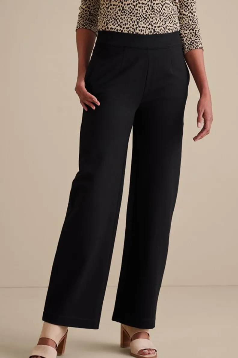 Best Soft Surroundings Soft Essential Ponte Wide Leg Pants Black