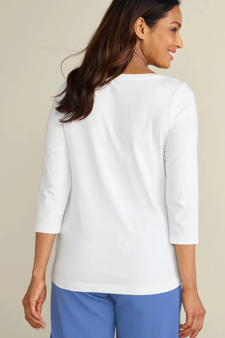 Outlet Soft Surroundings Soft Essential Supima 3/4 Sleeve Tee I