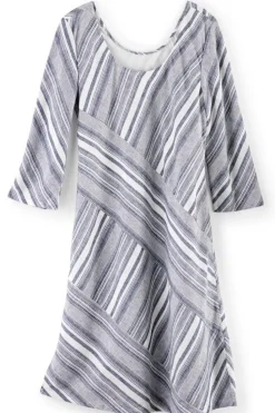 New Soft Surroundings Sonya Linen Dress White/Blue