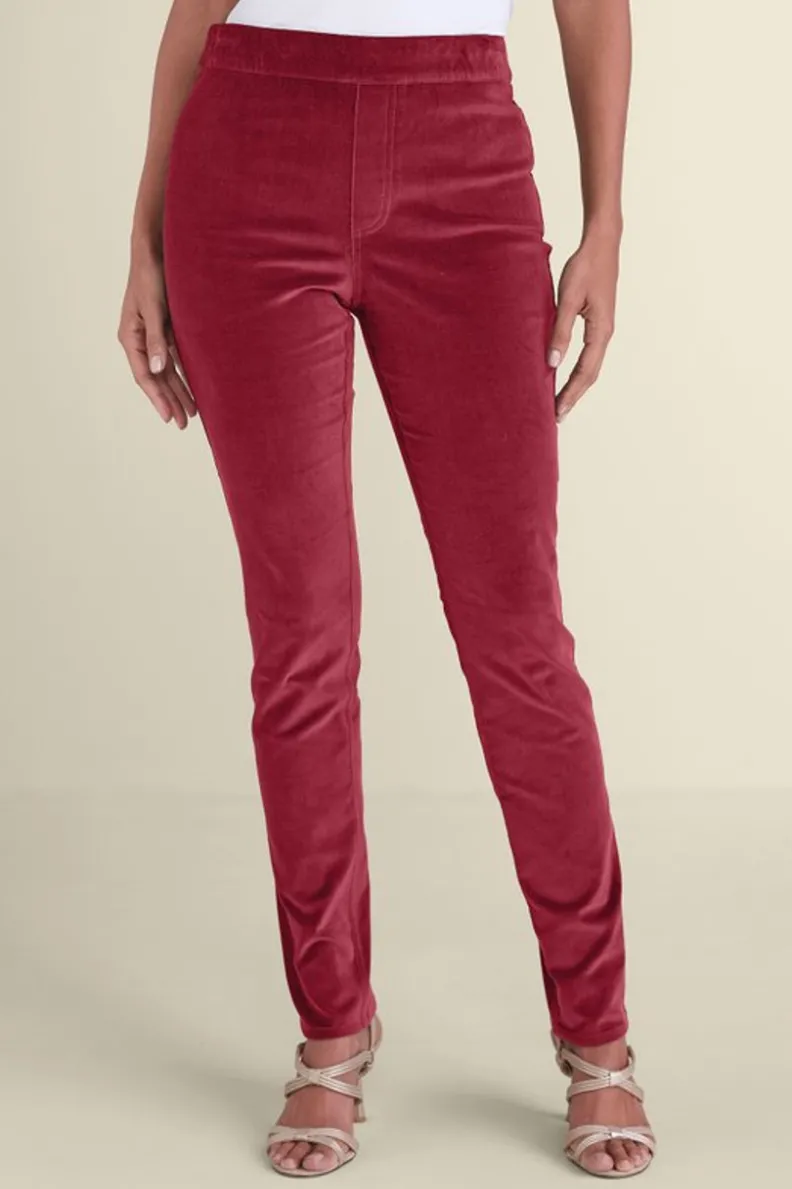 Hot Soft Surroundings Sutton Velveteen Pull-On Slim Leg Pants