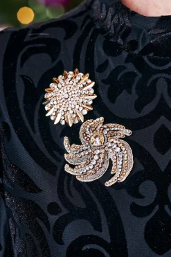 New Soft Surroundings Swirl Around Burst Brooch Gold