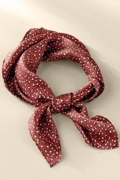 New Soft Surroundings Sylvia Silk Square Scarf RustMulti