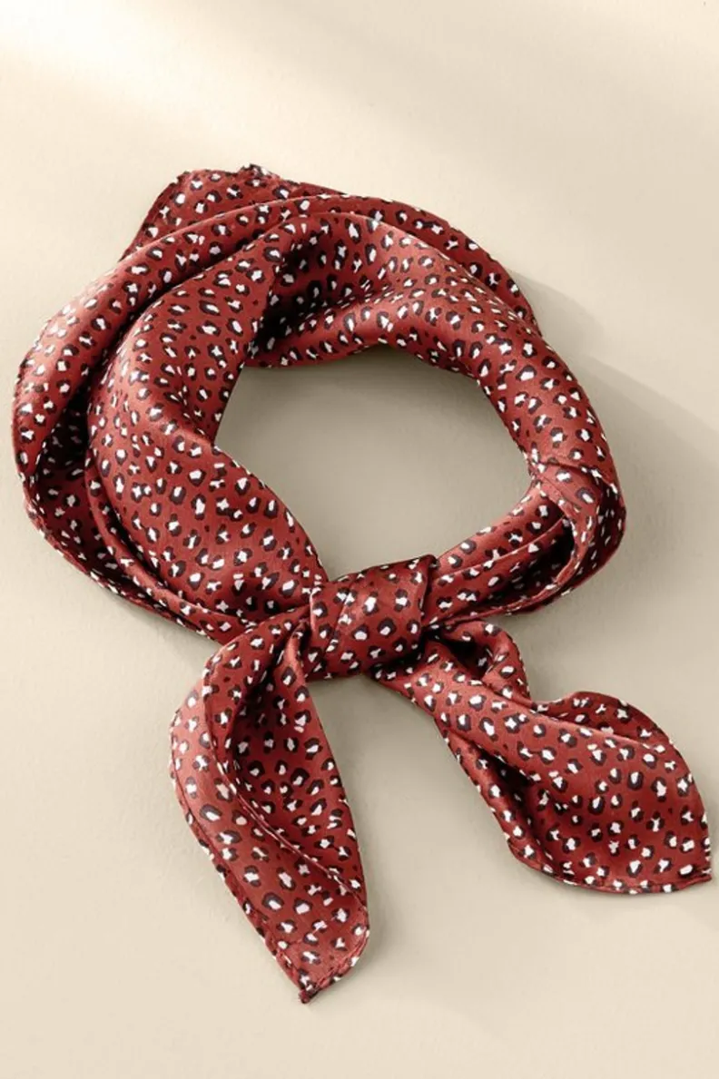 New Soft Surroundings Sylvia Silk Square Scarf RustMulti