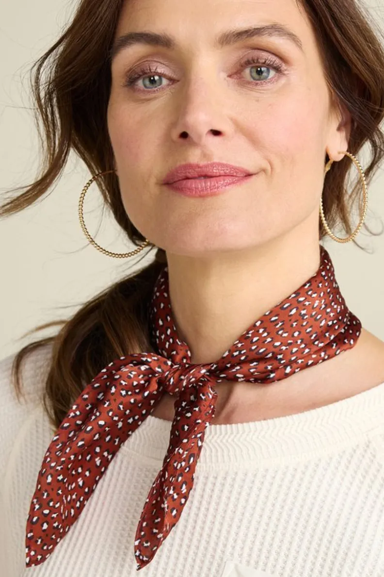 New Soft Surroundings Sylvia Silk Square Scarf RustMulti