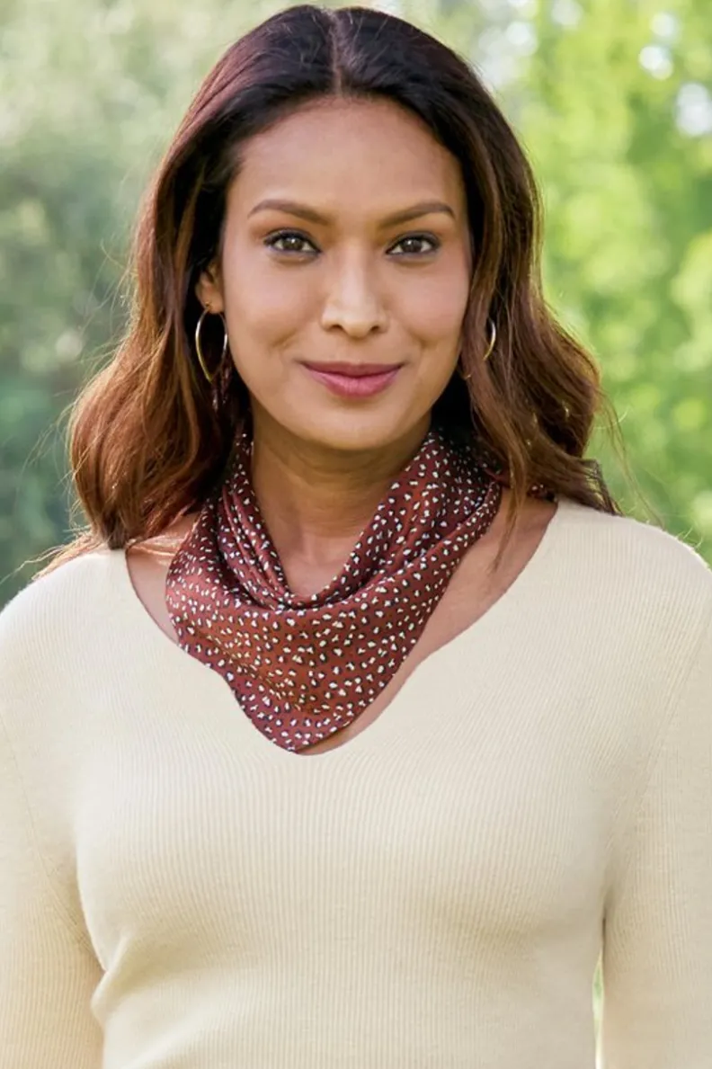 New Soft Surroundings Sylvia Silk Square Scarf RustMulti