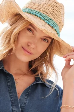 Hot Soft Surroundings Tahitian Cowboy Hat Turquoise