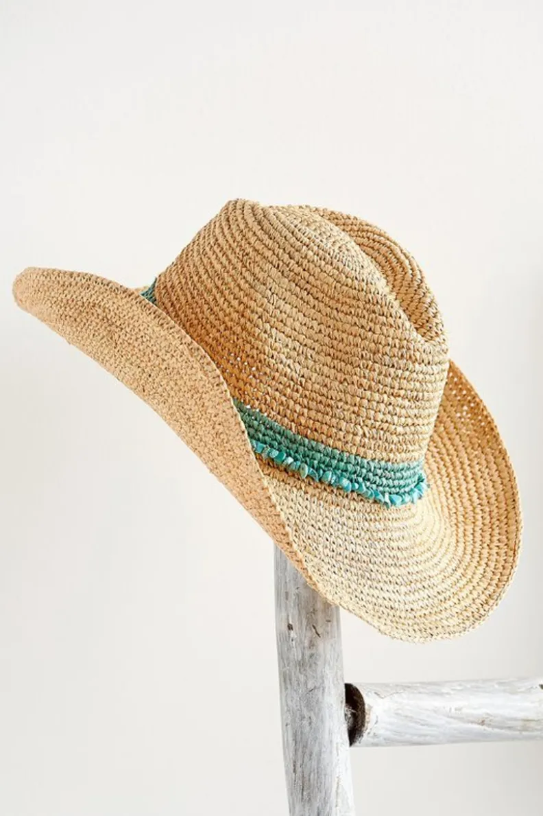 Hot Soft Surroundings Tahitian Cowboy Hat Turquoise