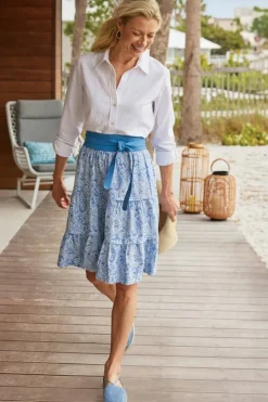 Sale Soft Surroundings Talisa Linen Blend Skirt