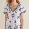 Fashion Soft Surroundings Teres Embroidered Tee IvoryPearl