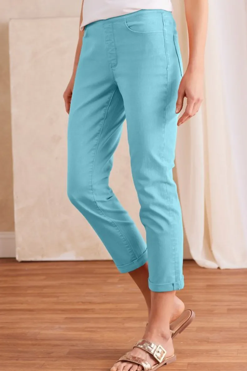 Online Soft Surroundings The Ultimate Denim Pull-On Crop White