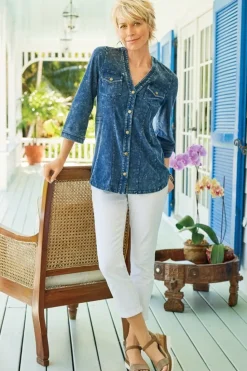 Online Soft Surroundings The Ultimate Denim Pull-On Crop White