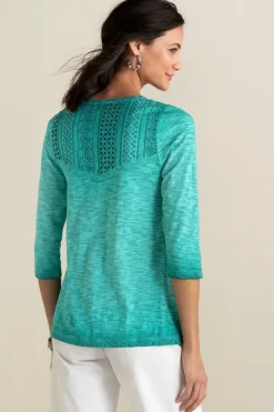 Discount Soft Surroundings Trevi Lace Top JewelGreen