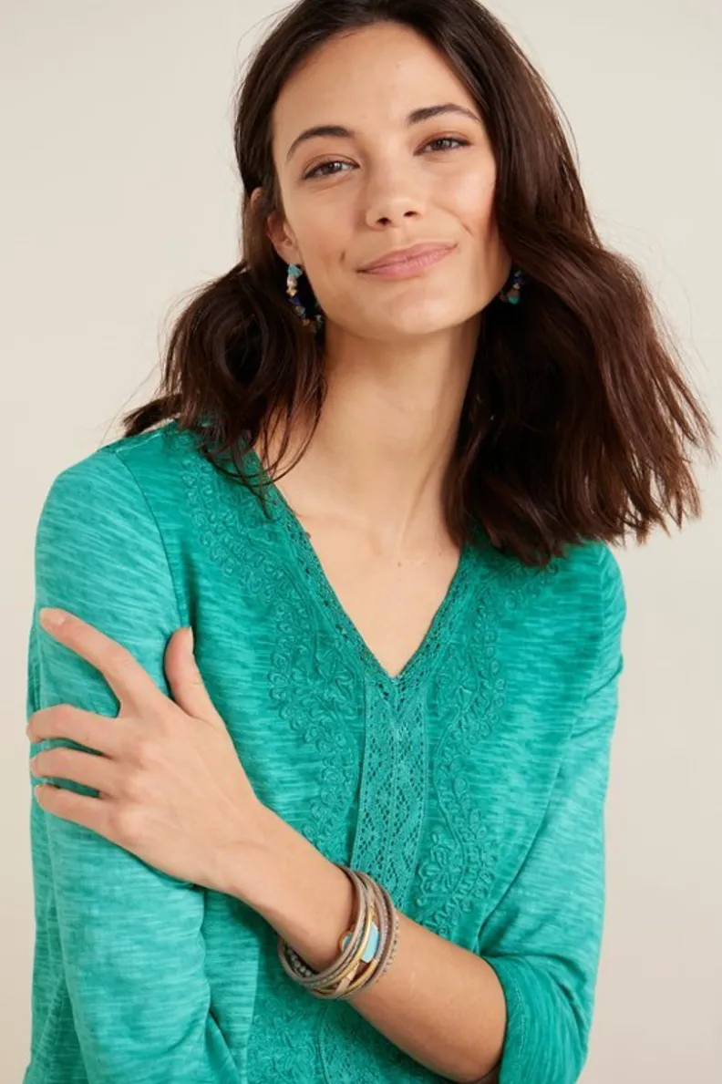 Discount Soft Surroundings Trevi Lace Top JewelGreen