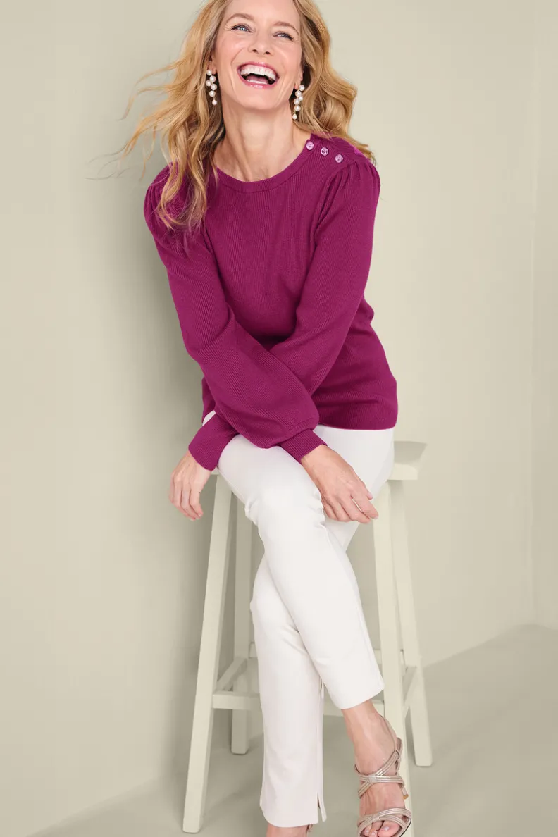 Hot Soft Surroundings Tyla Button Shoulder Sweater