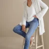 Clearance Soft Surroundings Ultimate Denim Pearl Straight Leg Jeans IcyBlueWash