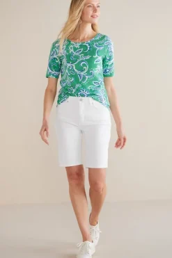 Sale Soft Surroundings Ultimate Denim Slim Leg Shorts TidalBlueWash