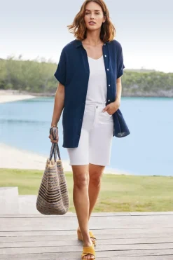 Sale Soft Surroundings Ultimate Denim Slim Leg Shorts TidalBlueWash