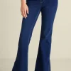 Best Soft Surroundings Ultimate Denim Slit Hem Flare Jeans TidalBlueWash